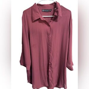 New York & Company burgundy sheer blouse